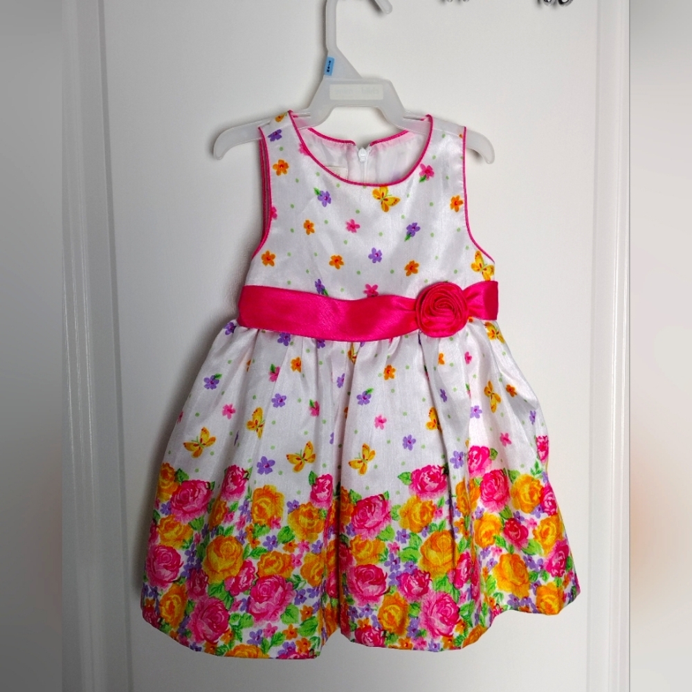 🩷American Princess Girls Green Dot Floral Butterfly Party Dress Flower 24 M